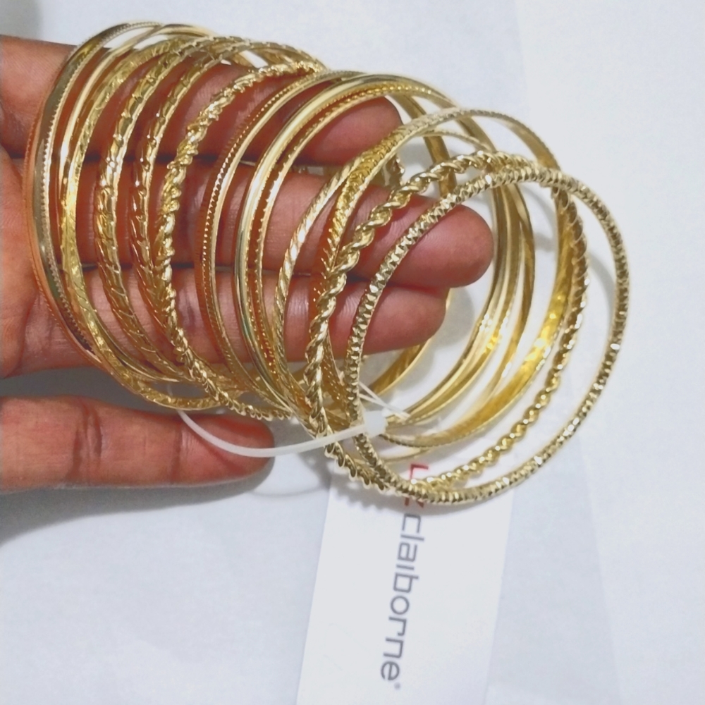 Gold-Tone Textured Bangle Set